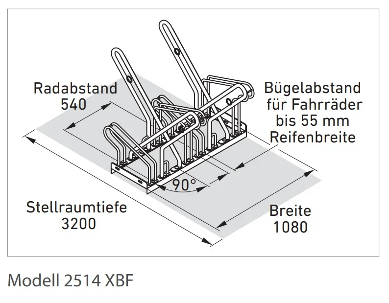 Anlehnparker Maße Beispiel Modell 2514 XBF