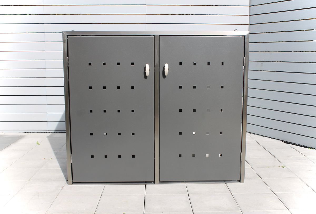 Garbage can box Compact gray anthracite - 240 liters and 120 liters - stainless steel - "Double" box