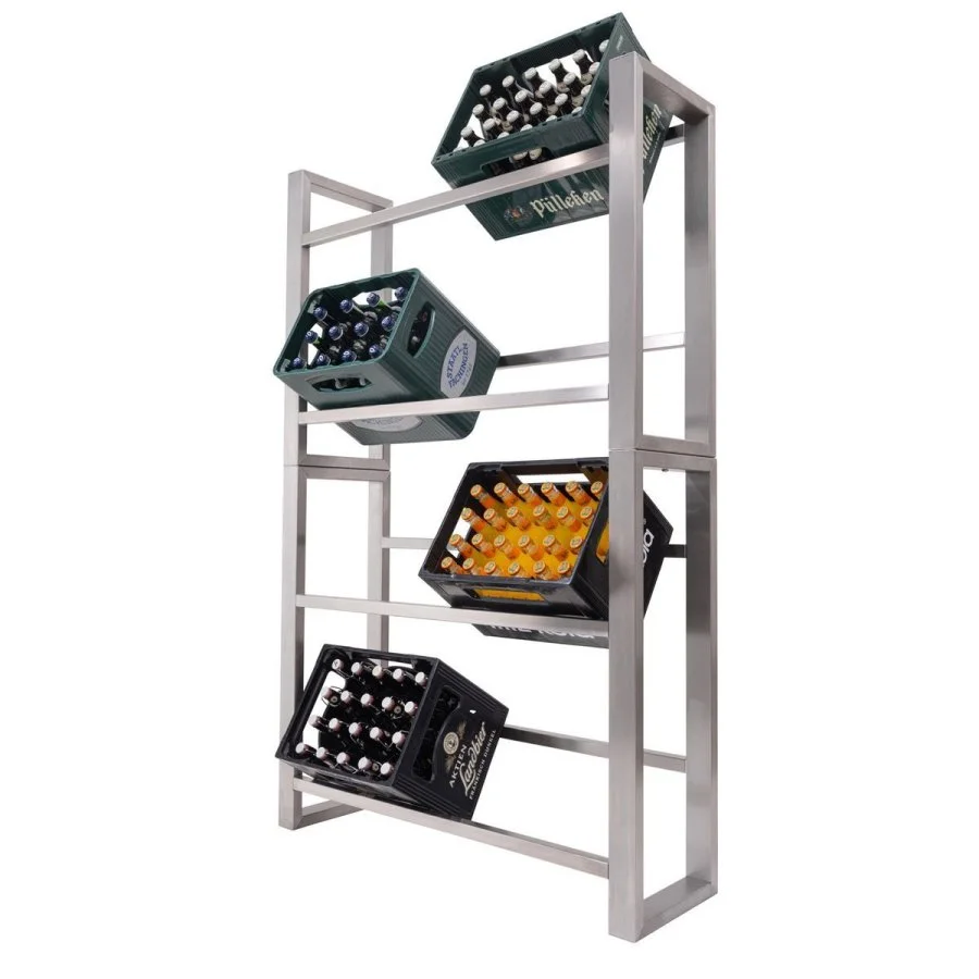 Stainless steel crate rack for eight crates - view 3