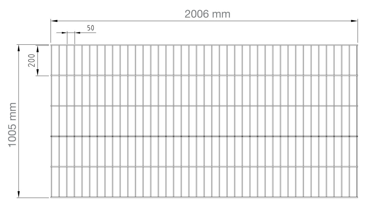 Preview: Steel mesh fence 5/4/5 with posts model BLACKY drawing