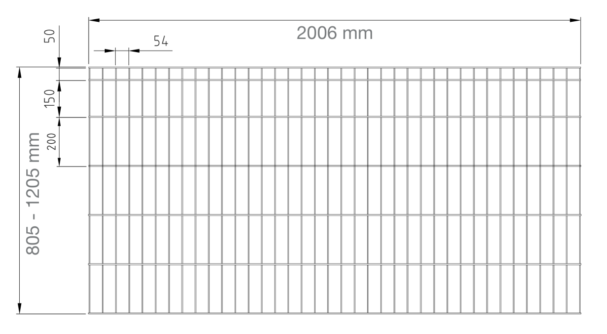Preview: Steel mesh fence 5/4/5 with posts model MICHL drawing