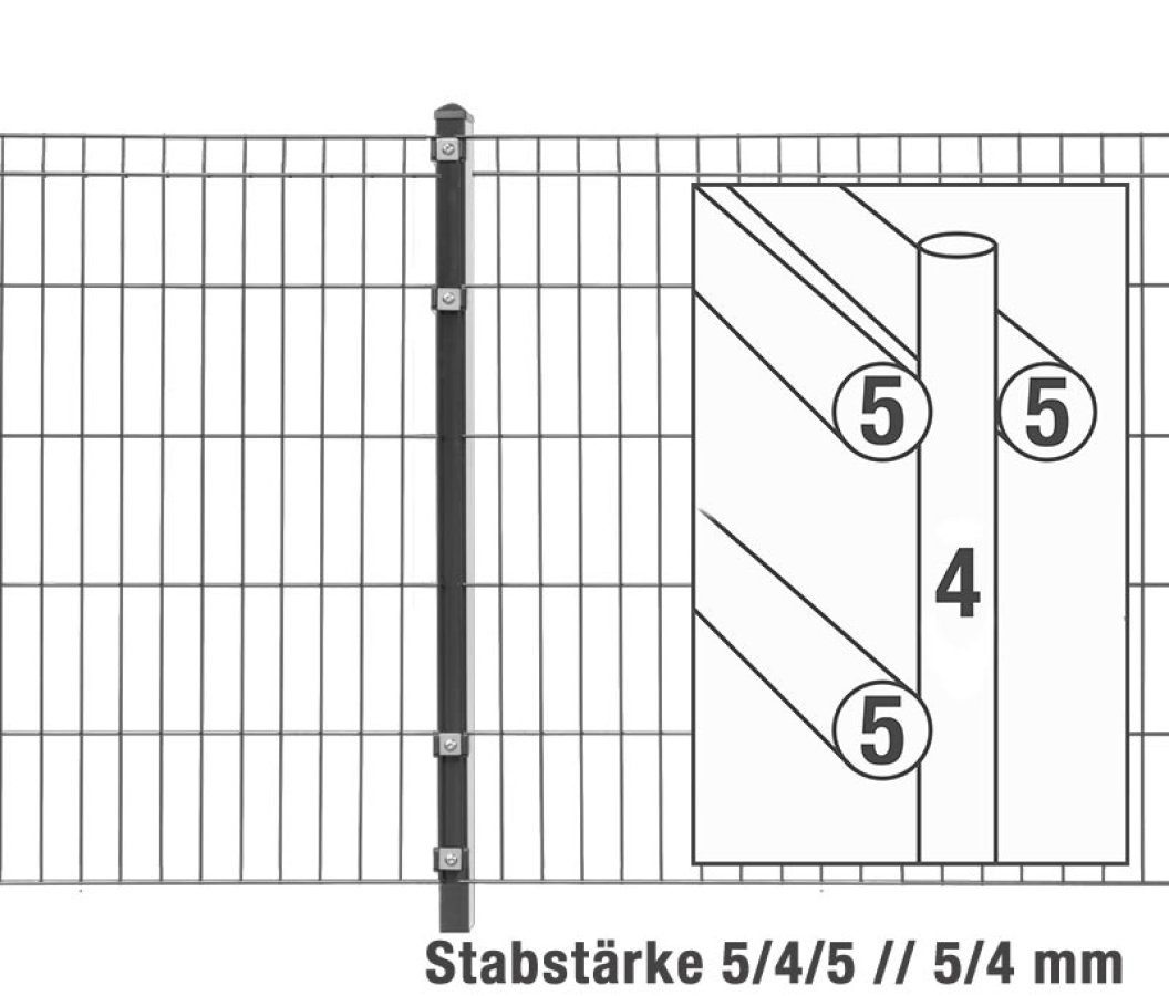 Preview: Steel mesh fence 5/4/5 with posts model MICHL