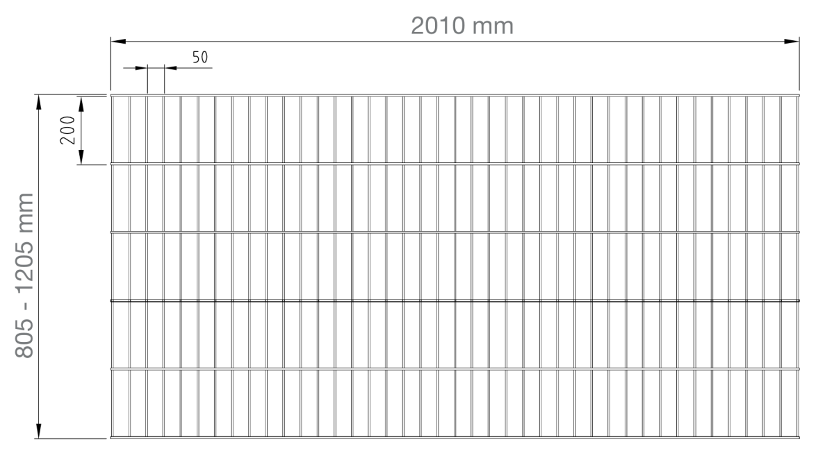 Preview: Steel mesh fence 6/5/6 with posts model PICO - drawing