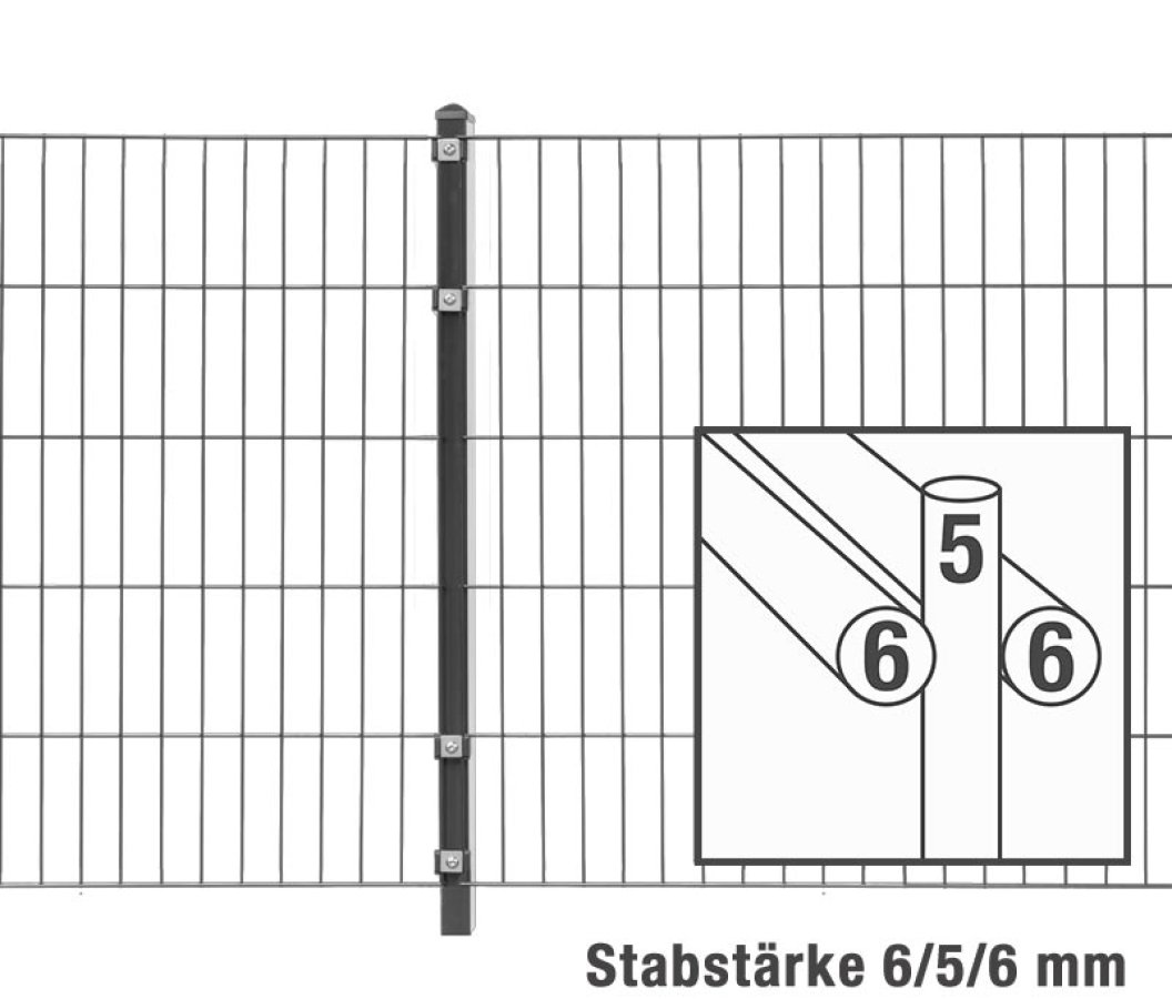 Preview: Steel mesh fence 6/5/6 with posts model PICO galvanised + coated RAL 7016