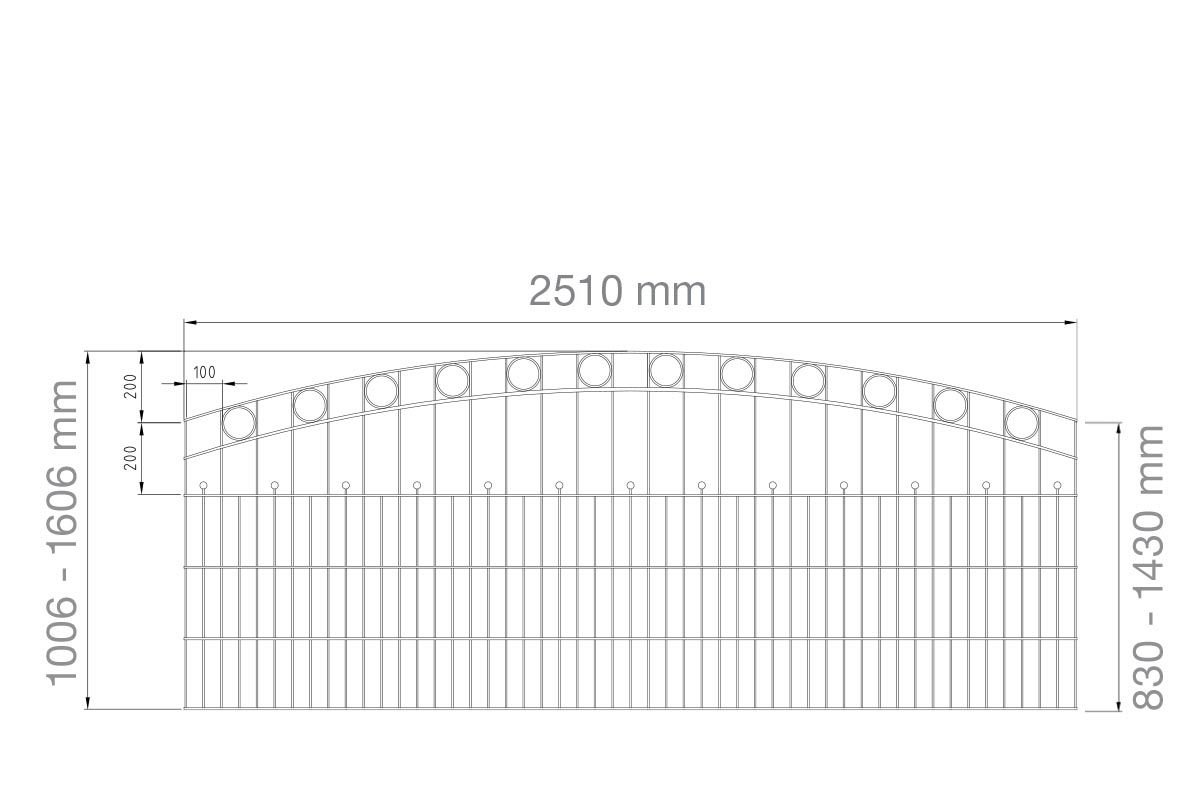 Preview: Steel mesh fence 6/6/6 with posts model WIEN - drawing