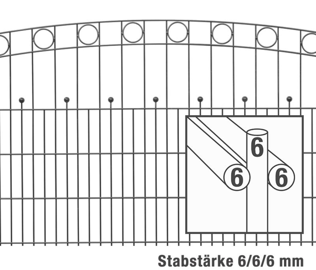 Preview: Steel mesh fence 6/6/6 with posts model WIEN galvanised + coated RAL 7016