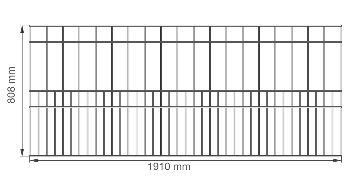 Preview: Steel mesh fence 6/8/6 with posts model MILO - drawing