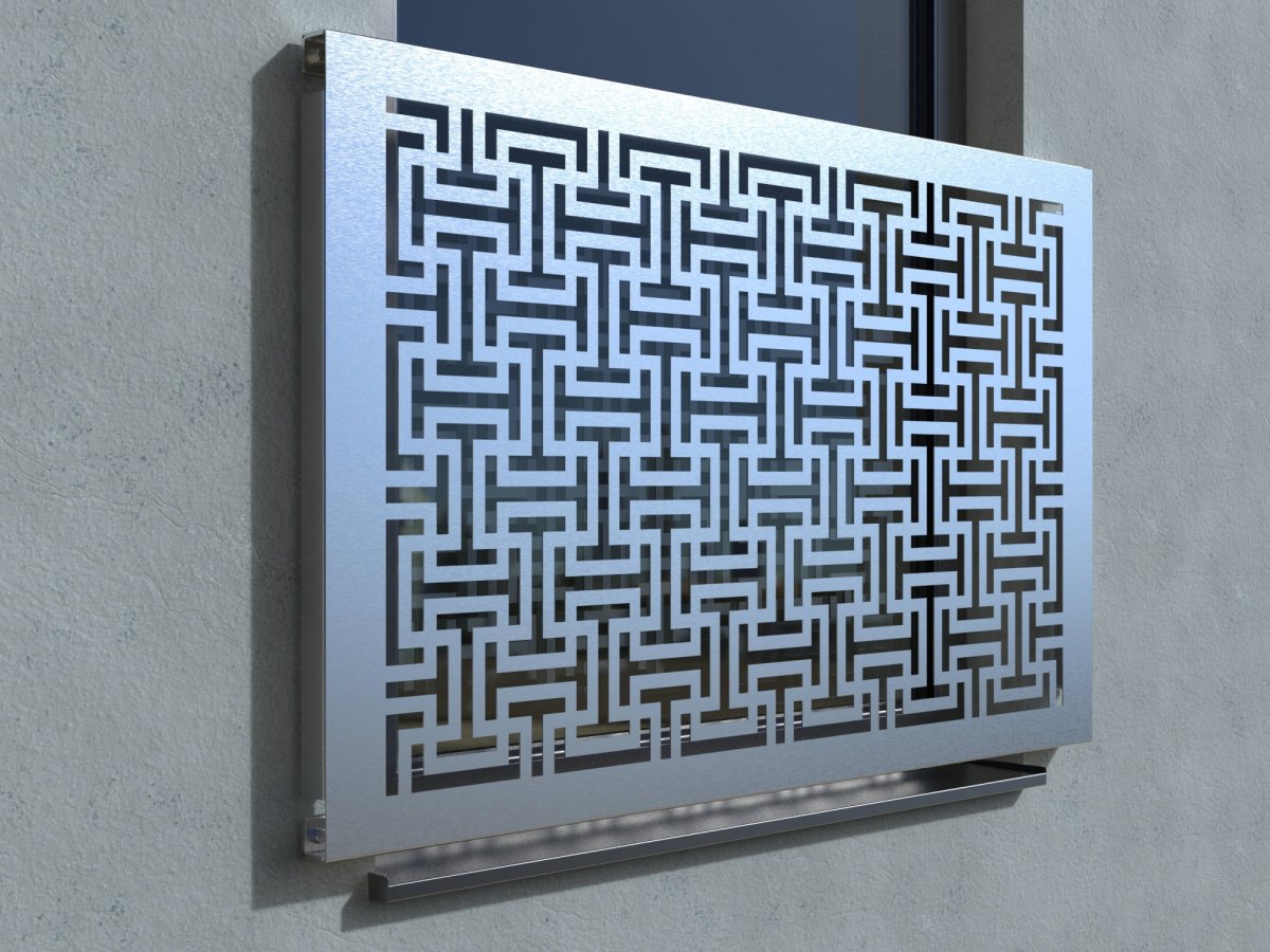 Preview: Französischer Balkon Laserschnitt Lochblech Designblech - Modell Madrid