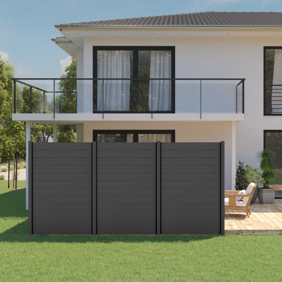 Preview: Sichtschutz Zaun System - Aluminium - Komplett-Set - Flexo Paneel 150 - Höhe 187cm