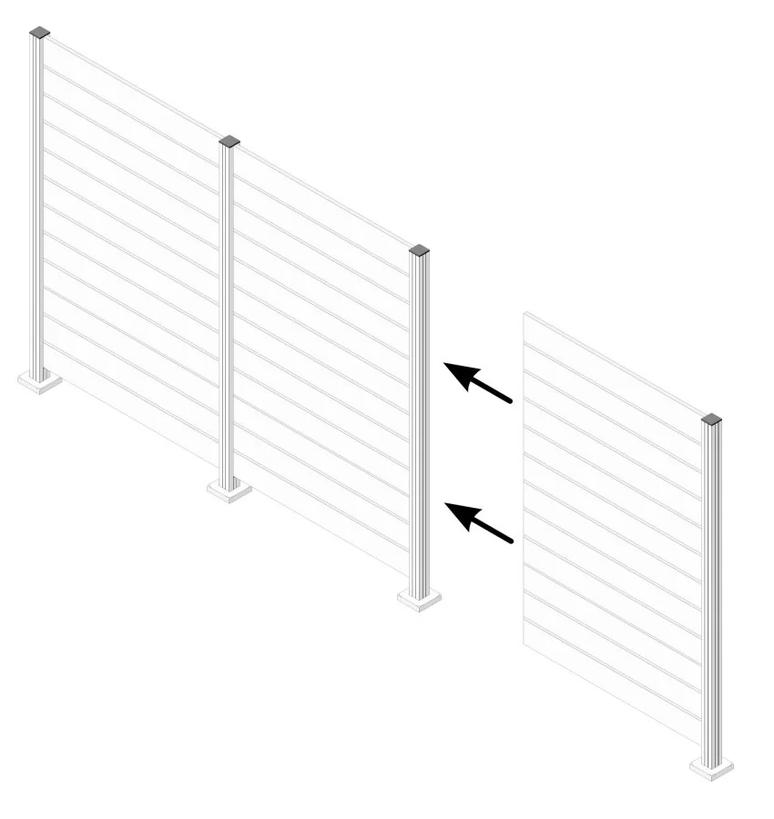 Sichtschutz Zaun System - Aluminium - Anbaufeld - Flexo Paneel 150 - Höhe 187cm
