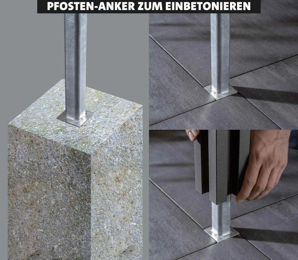 Pfosten-Anker zum Einbetonieren - Details