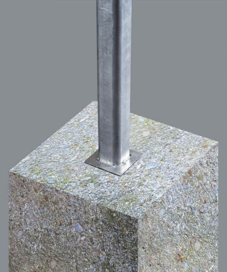 Preview: Pfostenanker zum Einbetonieren für Alu Zaunpfosten – Flexo Sichtschutz Zaunsystem