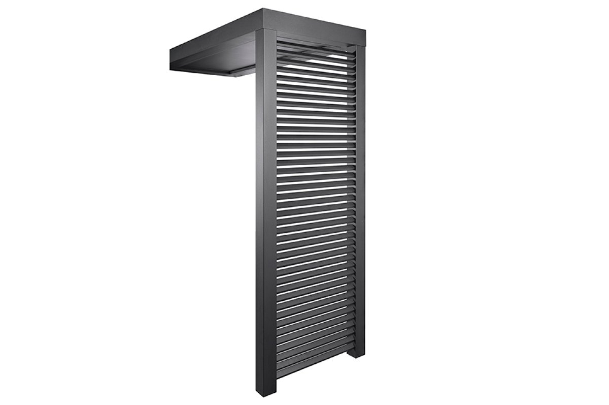 Preview: Seitenteil für Vordach Modell Platin - aus Aluminium mit Alu-Lamellen