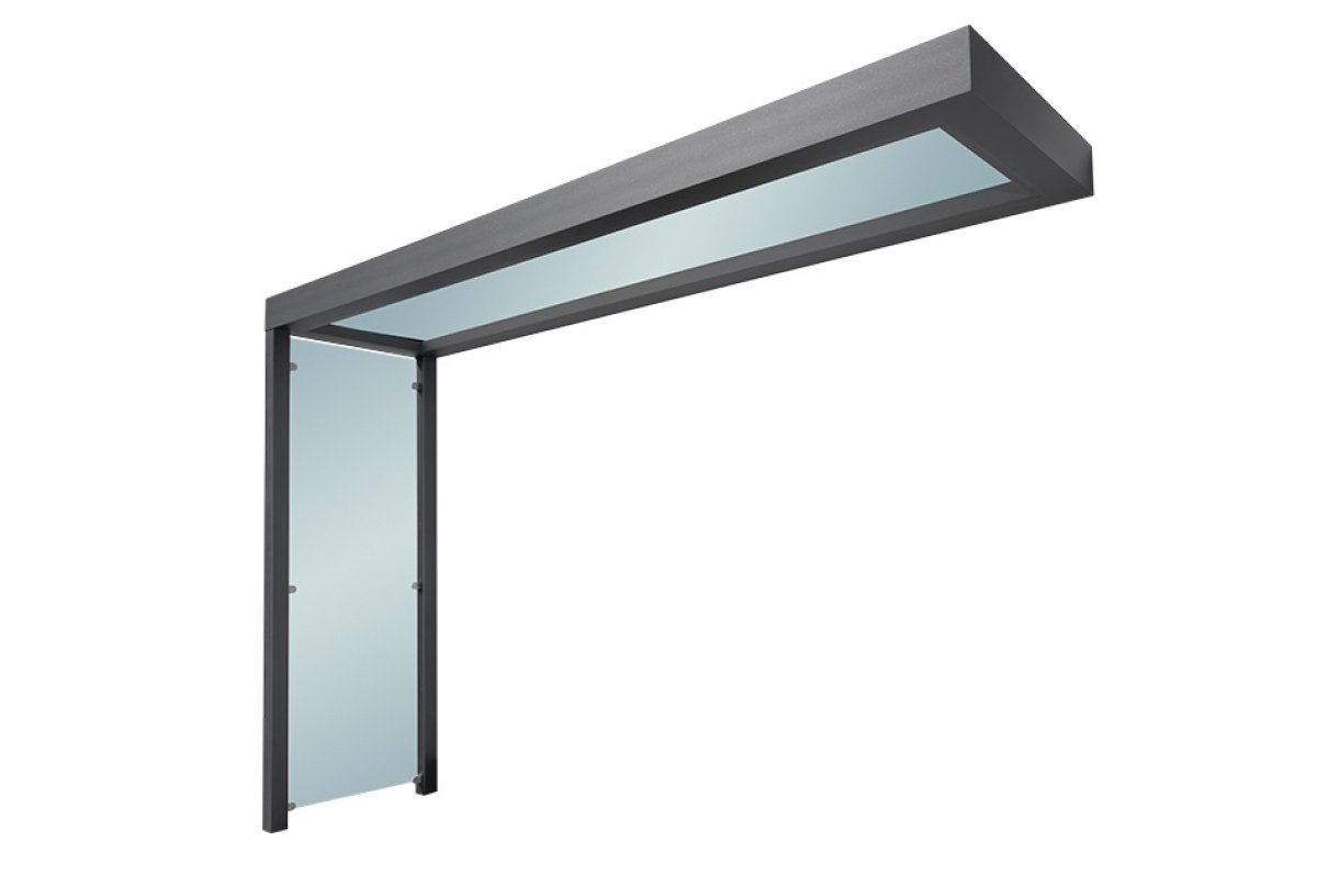 Preview: Seitenteil VSG Verglasung & Glasklemmhalter - mit Vordach