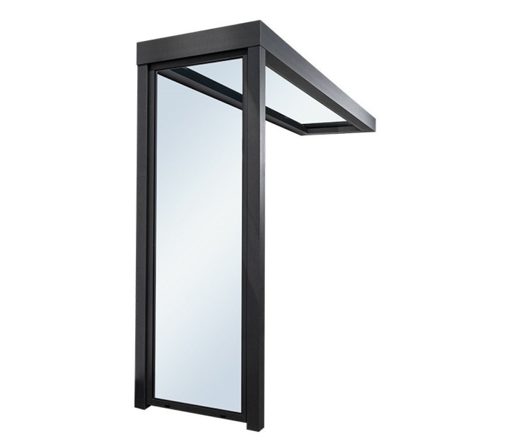 Preview: Seitenteil für Vordach Modell Platin - aus Aluminium mit VSG Verglasung & Glasleiste