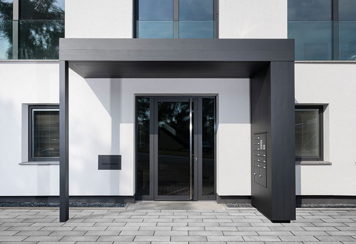 Preview: Seitenteil für Vordach Modell Platin XXL - aus Aluminium, Bautiefe 409 mm