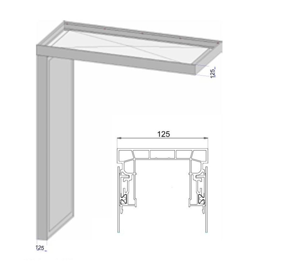 Preview: Seitenteil Platin Zeichnung Bautiefe=125mm