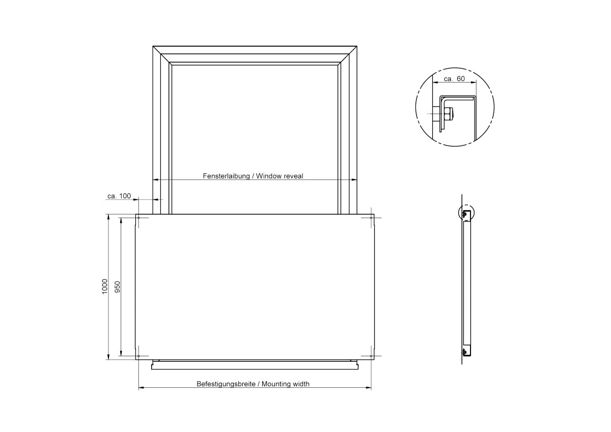 Preview: Zeichnung Französischer Balkon Designblech / Lochblech
