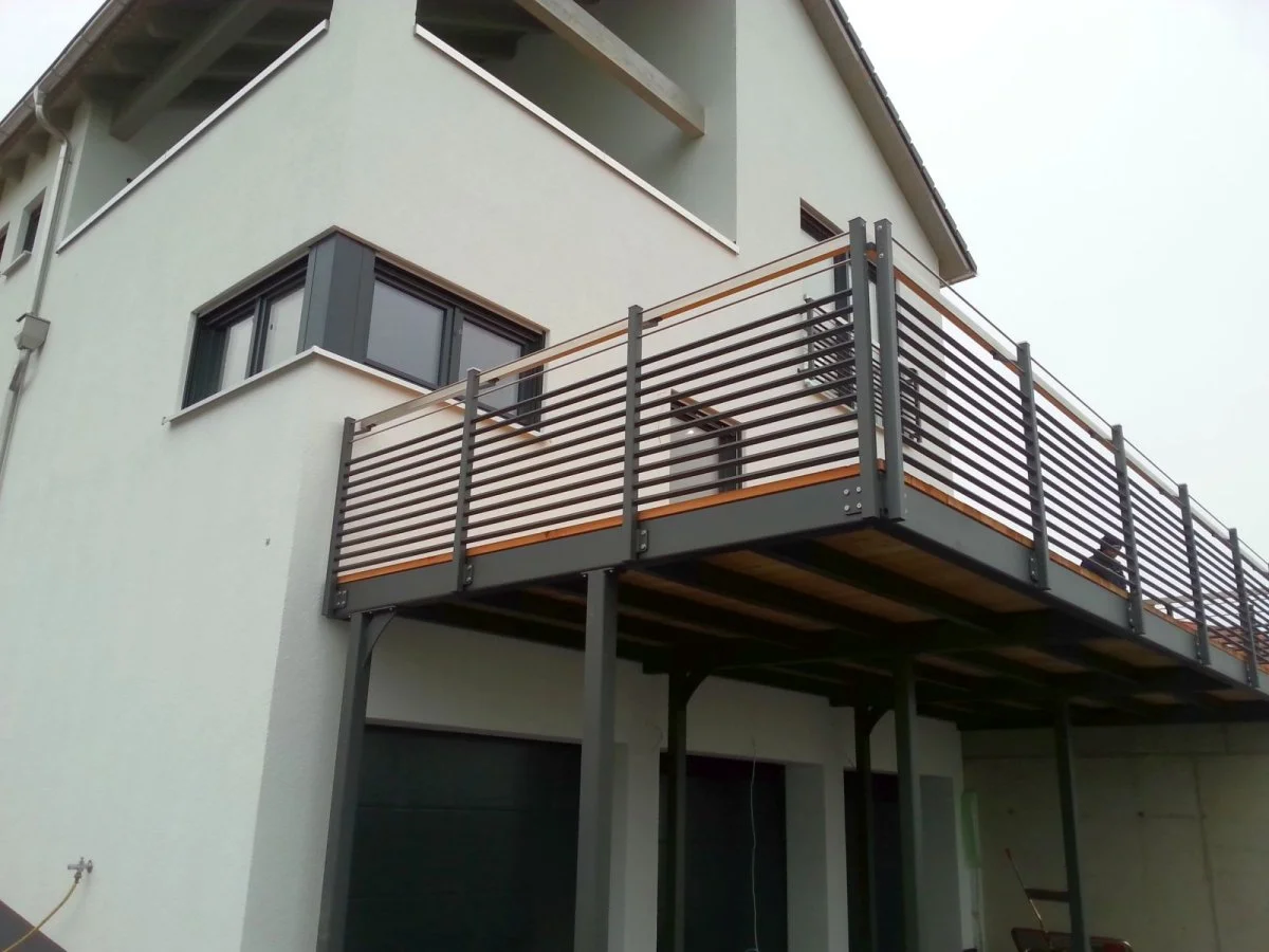 Balcony with wooden flooring modern