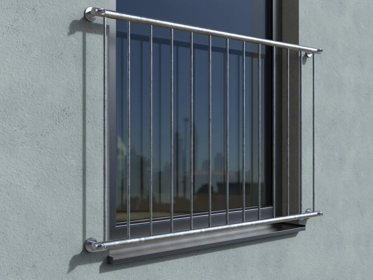 Preview: French balcony Basic galvanized - wall mounted in front - real