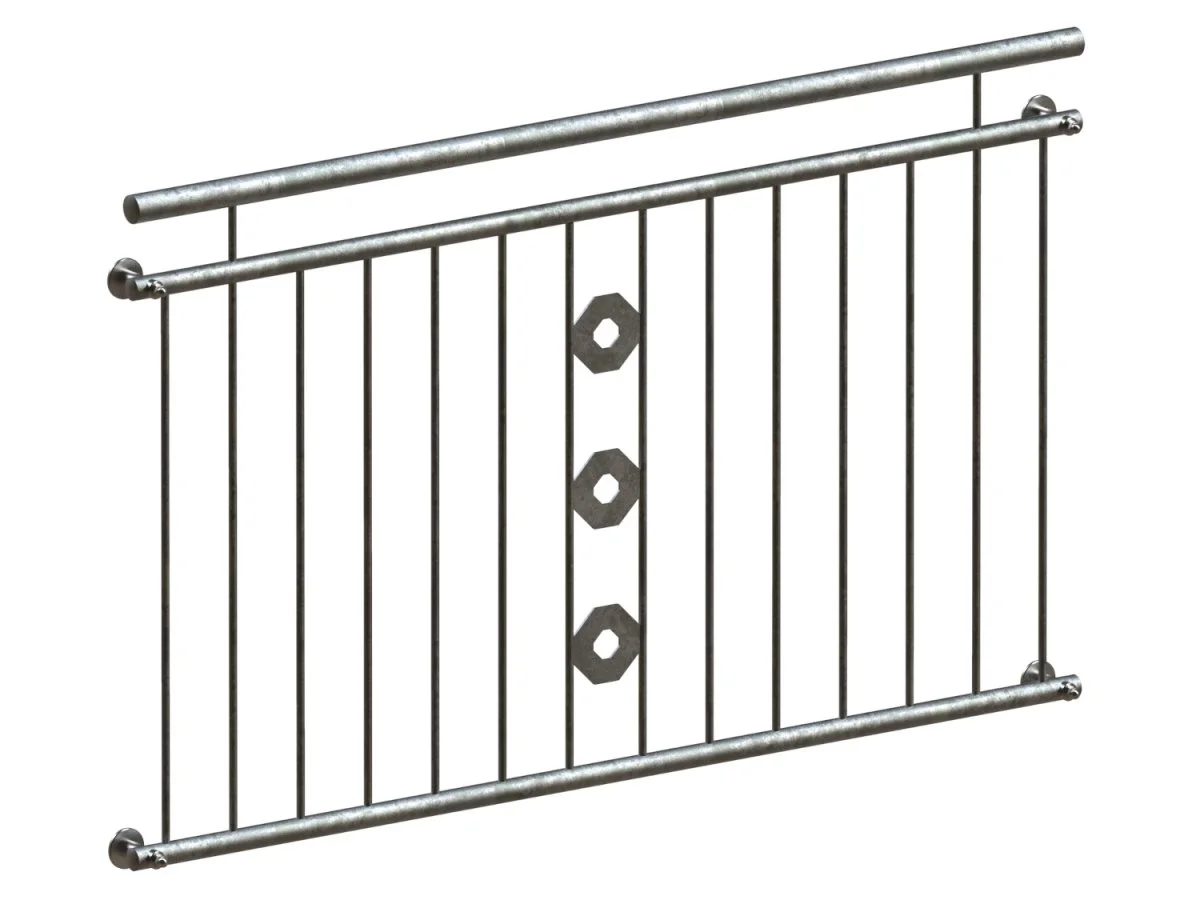 Mobile Preview: French balcony Grenoble galvanized - wall mounted in front - detail