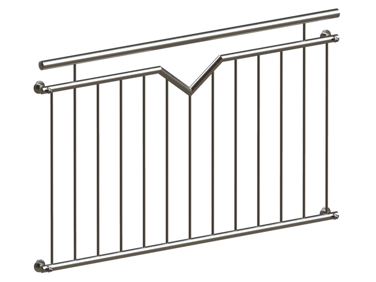 Preview: French balcony Nizza stainless steel - wall mounted in front - detail
