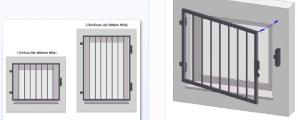 Preview: Fenstergitter mit Funktion zum Öffnen