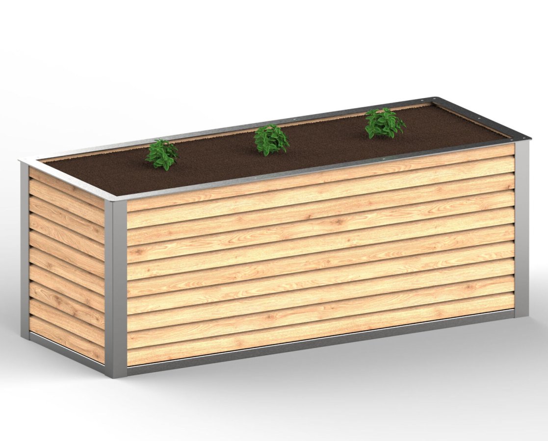 Preview: Hochbeet Groß - Eckabdeckung Edelstahl