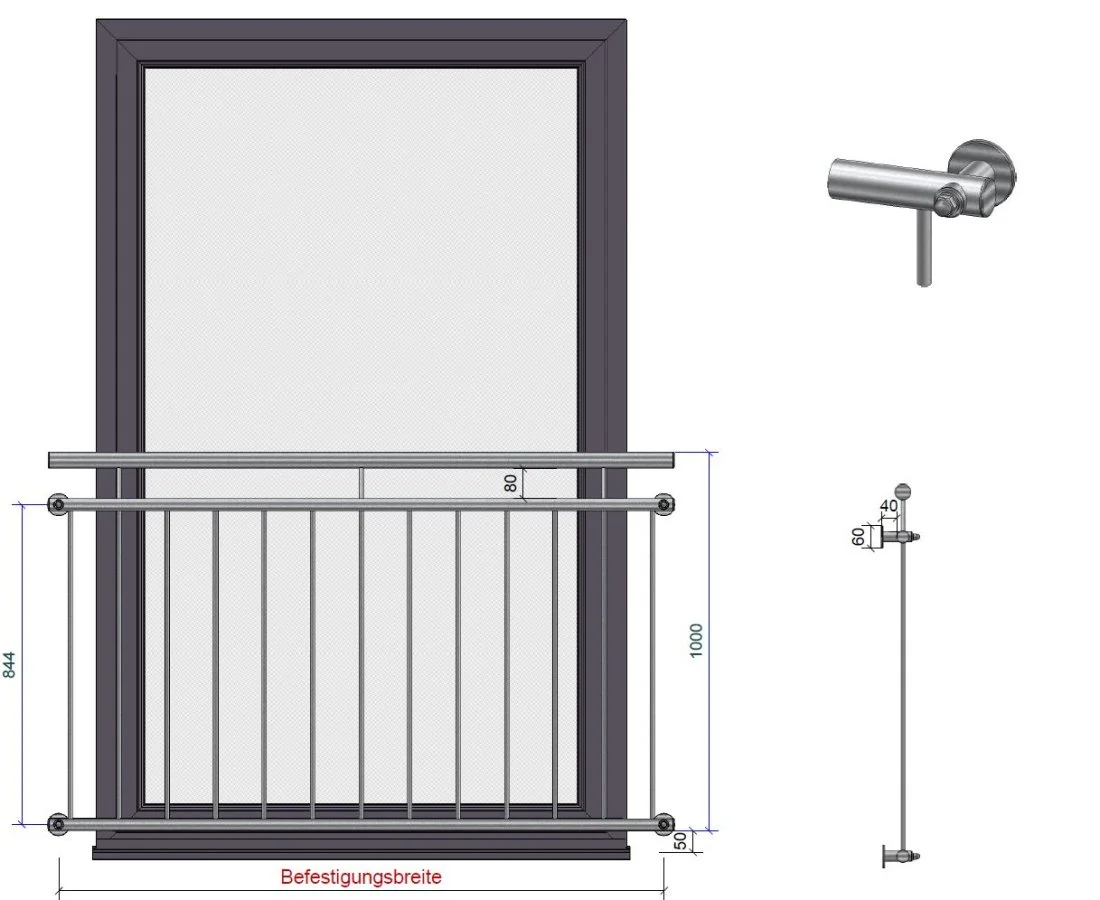 French balcony model Basic - powder coated - Special Offer