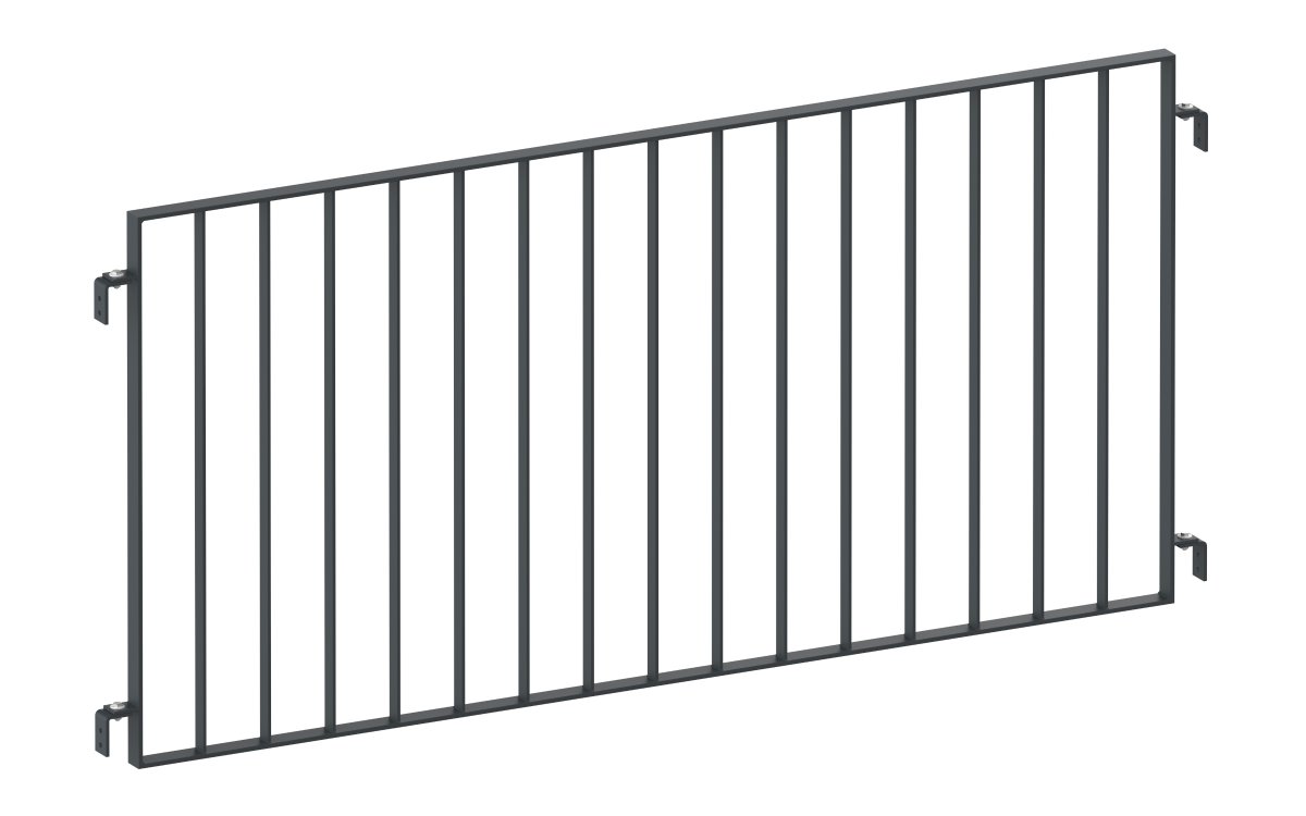 Preview: Metall Zaun, Geländer Basic 2 pulverbeschichtet mit Winkel