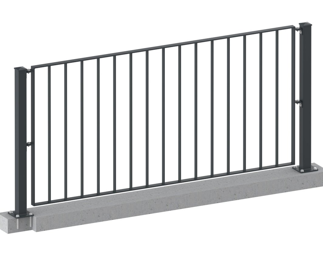 Preview: Gartenzaun, Geländer Metall - Basic 2 - verzinkt, pulverbeschichtet