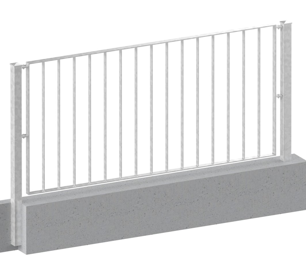 Preview: Metall Zaun, Geländer Basic 2 verzinkt einbetoniert