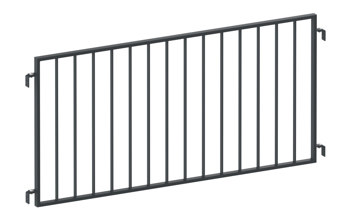 Preview: Metall Zaun, Geländer Basic pulverbeschichtet mit Winkel