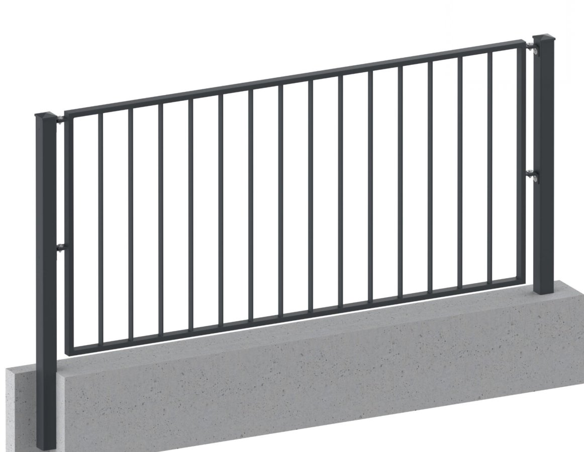 Preview: Zaun, Geländer Modell Basic pulverbeschichtet einbetoniert