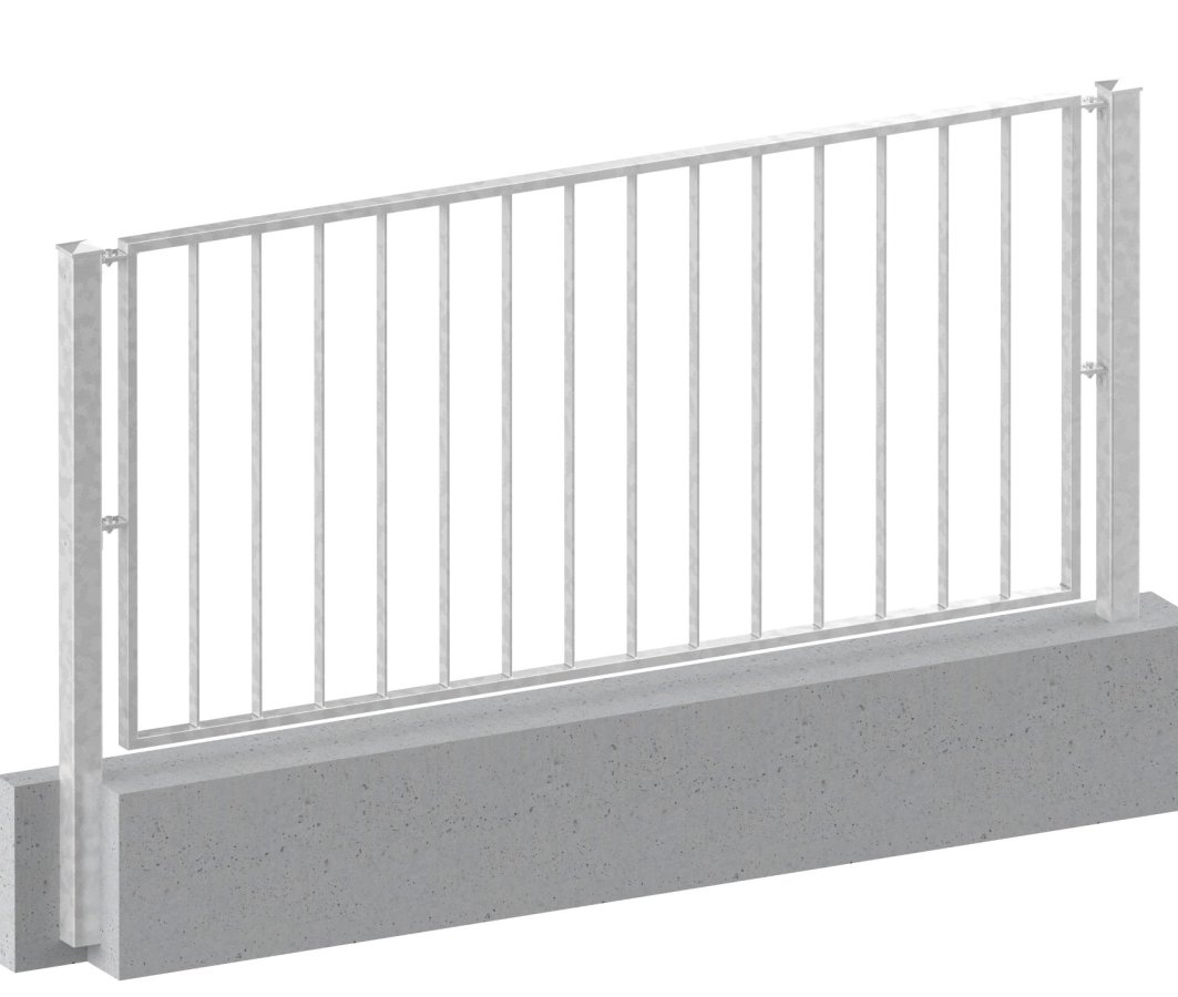 Preview: Metall Zaun, Geländer Basic verzinkt einbetoniert