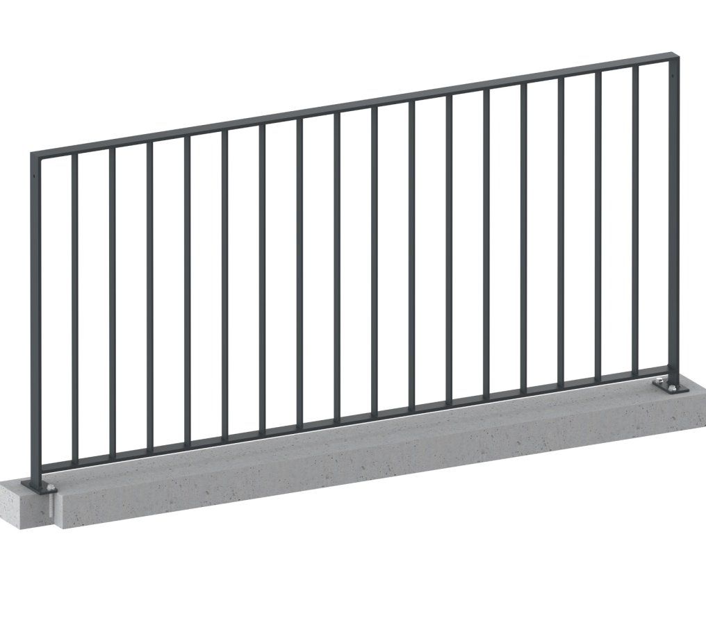 Preview: Zaun, Geländer Modell Simple pulverbeschichtet aufgeschraubt