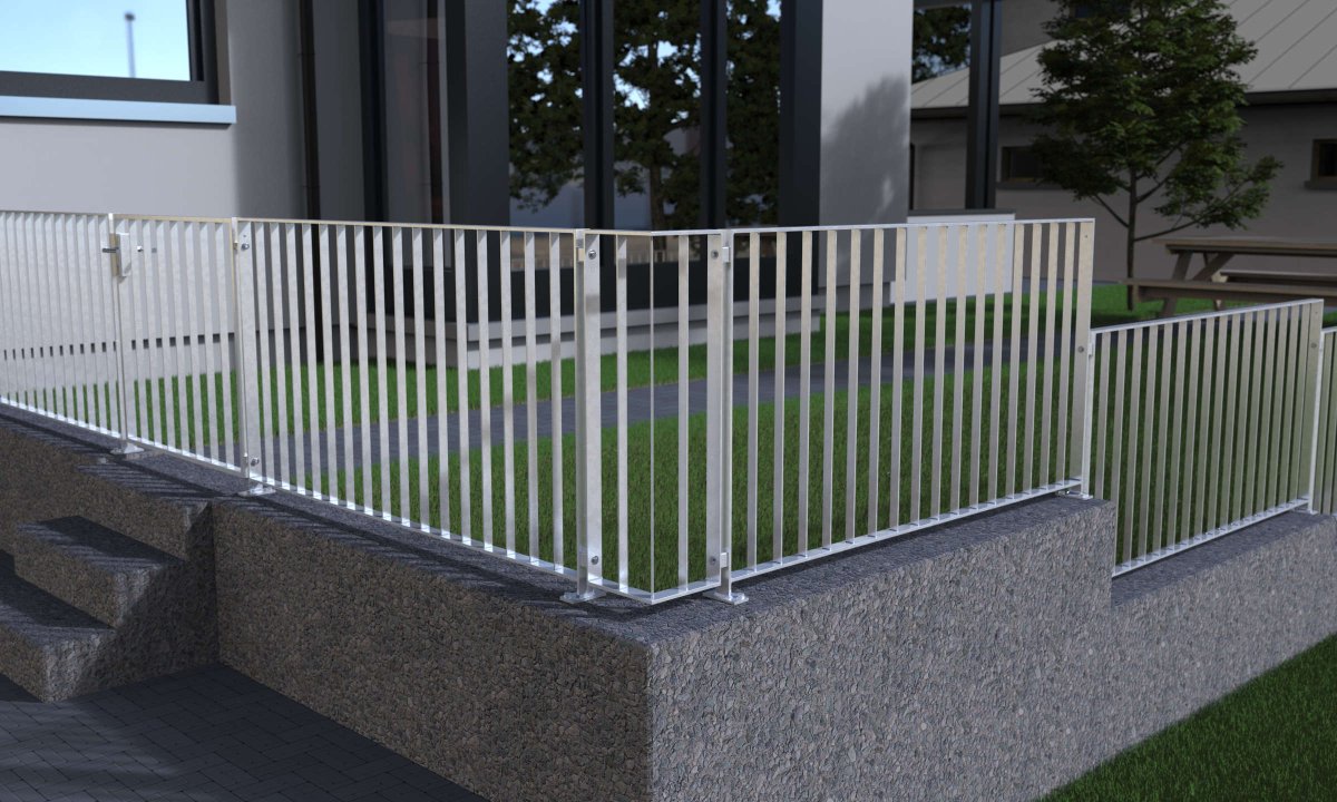 Preview: Geländer, Metallzaun, Modell Simple - verzinkt