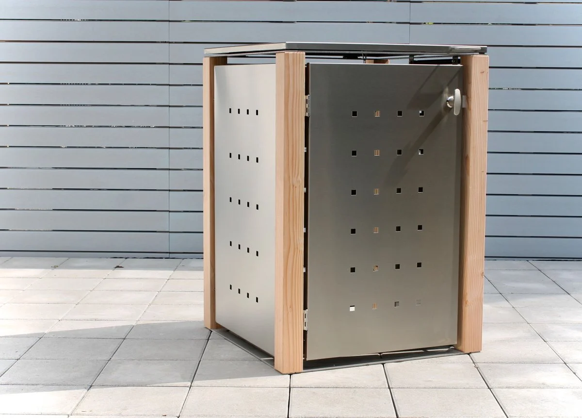 Mülltonnenbox Edelstahl-Holz 240L 1er Box