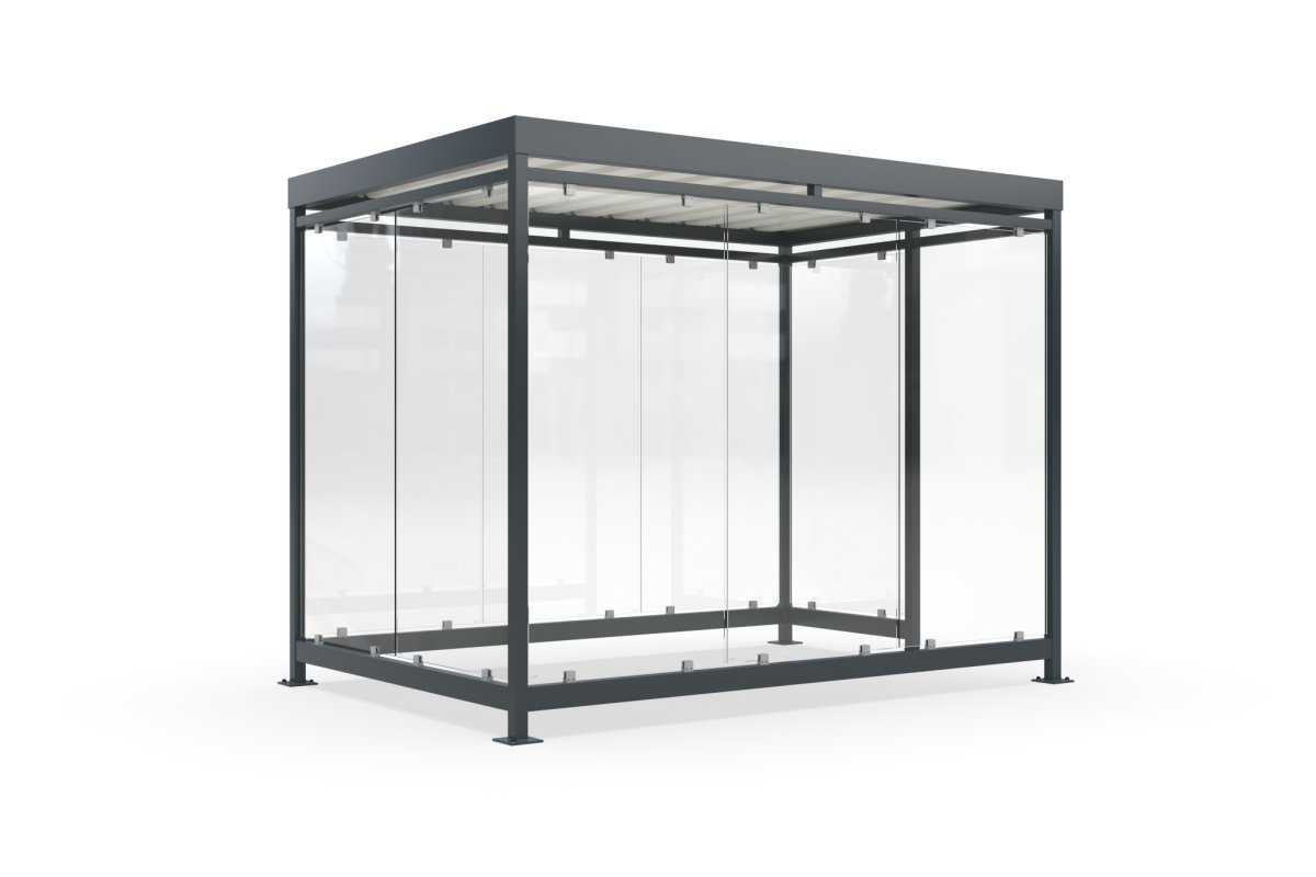 Preview: Überdachung, Raucherunterstand, Raucherkabine WSM Köln K3 e/a - 318cm x 216cm