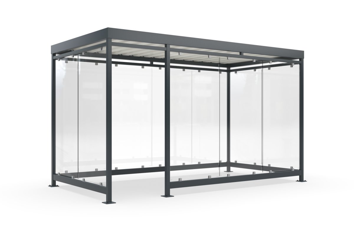 Preview: Überdachung, Raucherunterstand, Raucherkabine WSM Köln K4 b/e - 420cm x 216cm