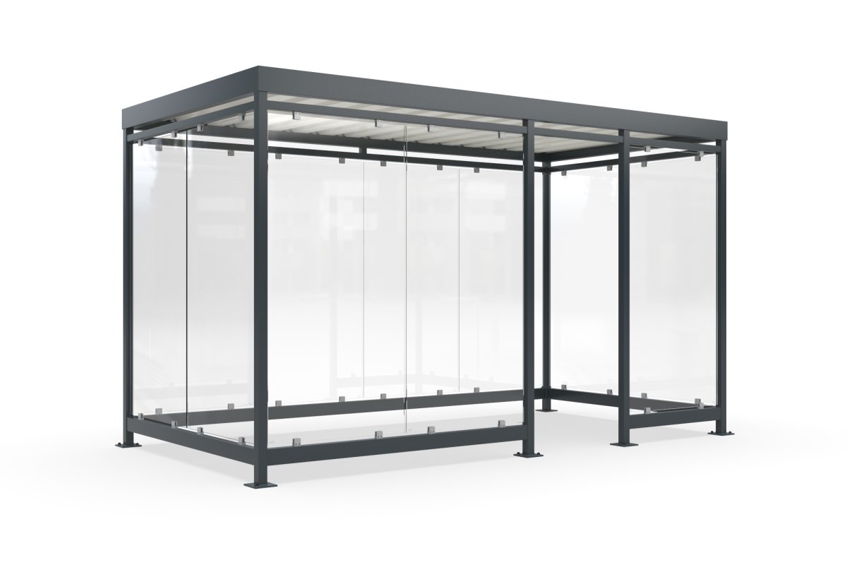 Preview: Überdachung, Raucherunterstand, Raucherkabine WSM Köln K4 d/c - 420cm x 216cm