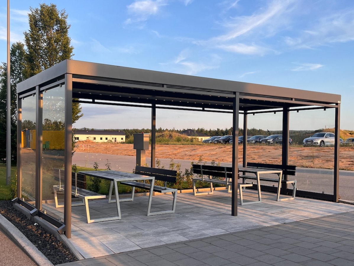 Preview: Roofing, smoking shelter, smoking cabin cologne K 6,4 x 3,1m