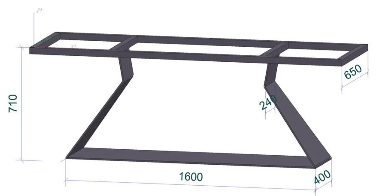 Table frame metal dimensions 2