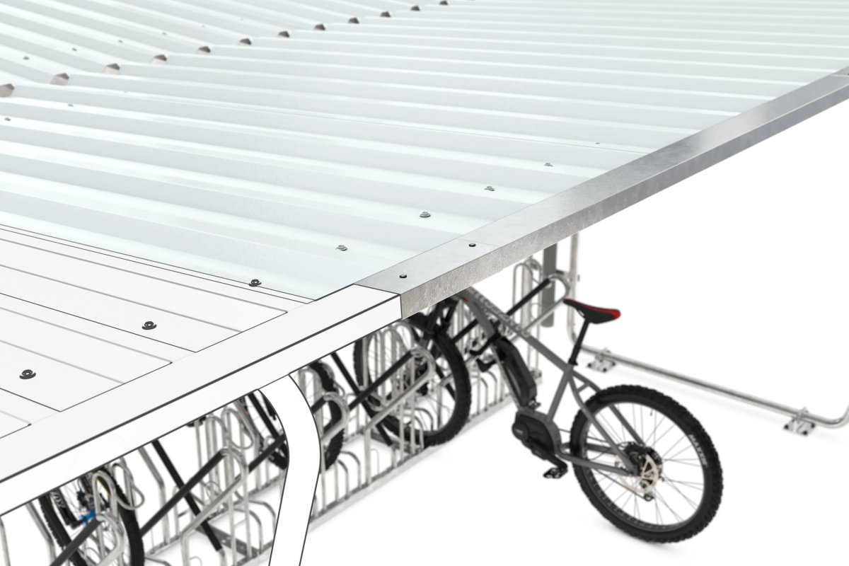 Preview: Raucherunterstand, Zweiradüberdachung, Personenunterstand Modell Siegen Anbaueinheit Detail 2