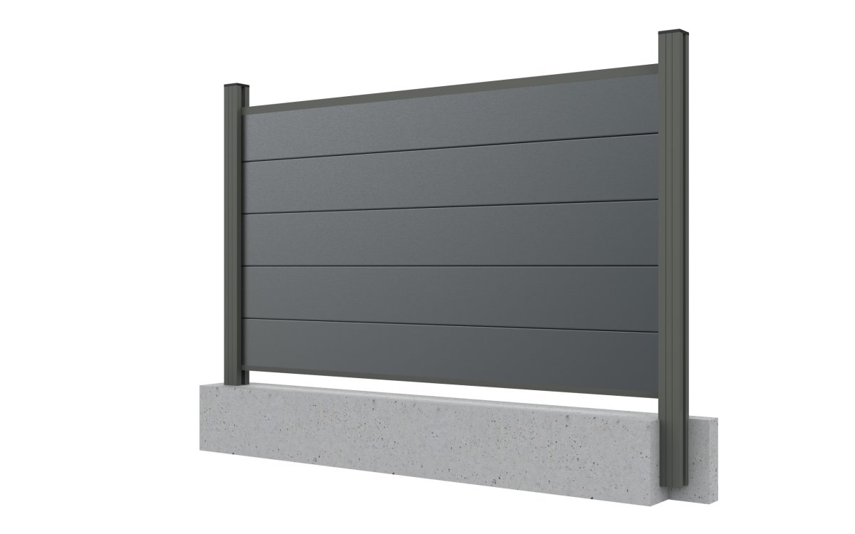 Preview: Sichtschutz Zaun WPC Füllung Anthrazit zum Einbetonieren