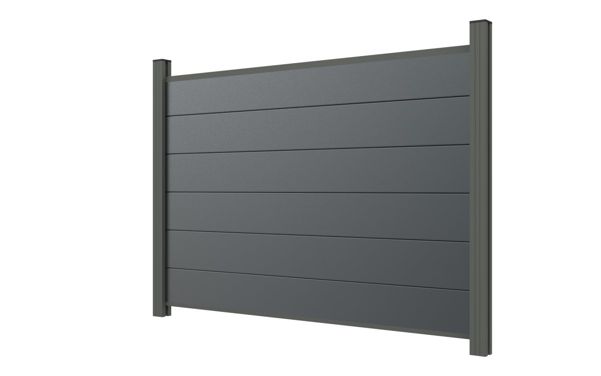 Preview: Sichtschutz Zaun Gartenzaun mit Alu Pfosten Anthrazit und WPC-Füllung - Höhe 135cm