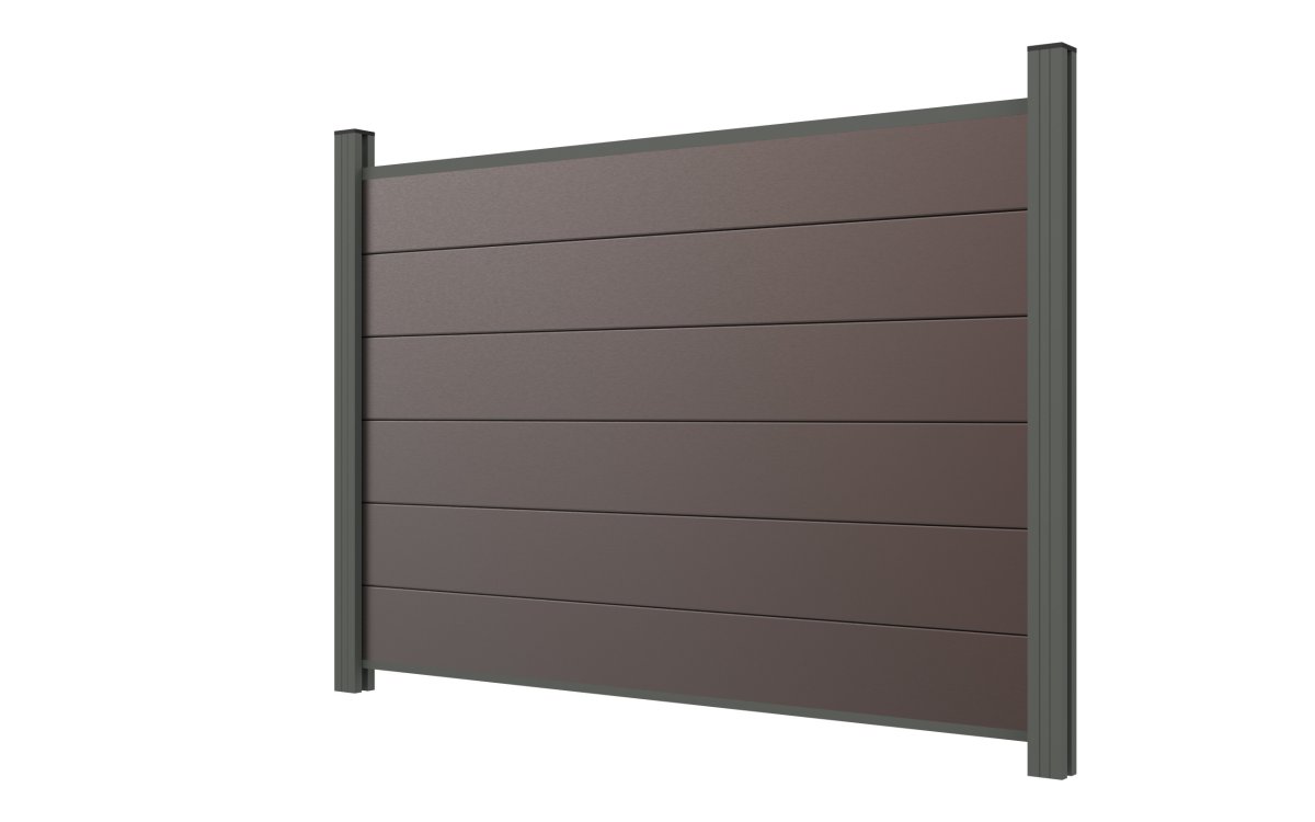 Preview: Sichtschutz Zaun WPC Füllung Schokoladenbraun zum Aufdübeln