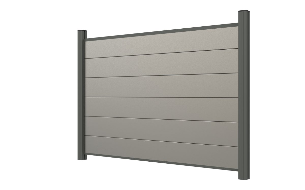 Preview: Sichtschutz Zaun WPC Füllung Steingrau zum Aufdübeln