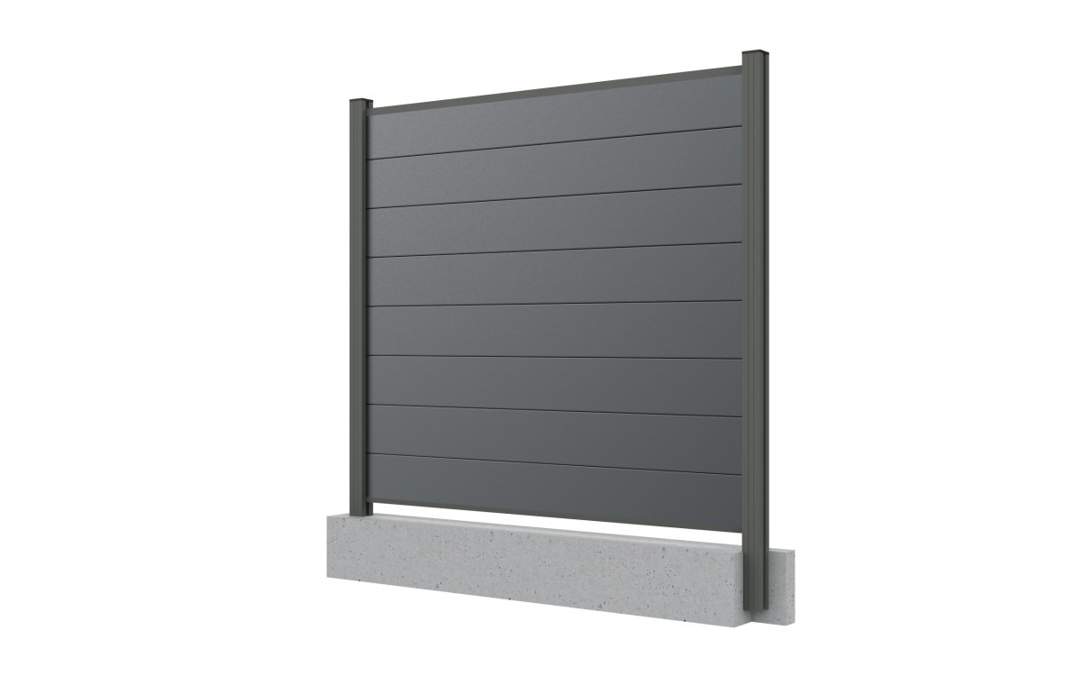 Preview: Sichtschutz Zaun WPC Füllung Anthrazit zum Einbetonieren