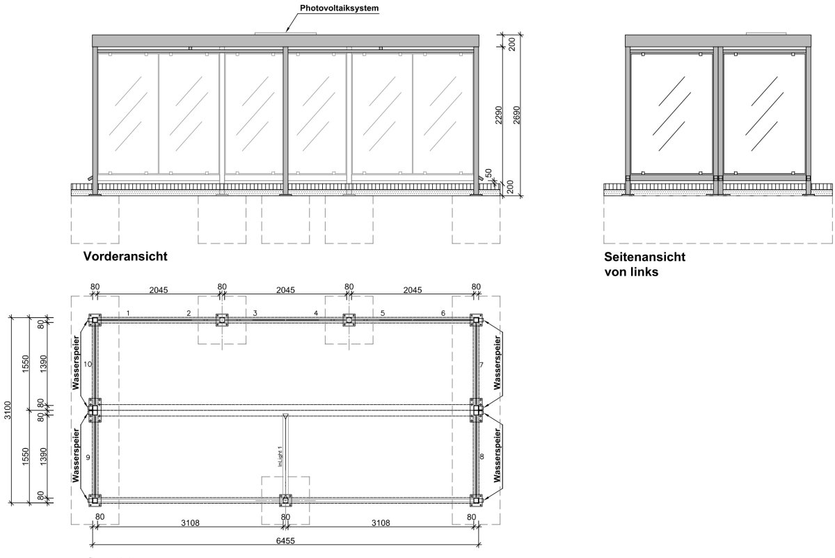 Preview: bike roof - smoke roof K 6,4 x 3,1m - plan